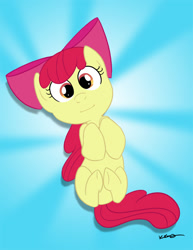 Size: 638x825 | Tagged: safe, artist:bunnimation, apple bloom, earth pony, pony, g4, adorabloom, cute, female, filly, looking at you, smiling, solo