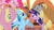 Size: 1080x608 | Tagged: safe, edit, edited screencap, editor:rarity vrymer collective, screencap, applejack, fluttershy, pinkie pie, rainbow dash, twilight sparkle, earth pony, pony, g4, mmmystery on the friendship express, multicolored hair, multicolored mane, multicolored tail, tail