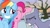 Size: 1080x608 | Tagged: safe, edit, edited screencap, editor:rarity vrymer collective, screencap, limestone pie, pinkie pie, rainbow dash, g4, hearthbreakers, multicolored hair, multicolored mane, smiling