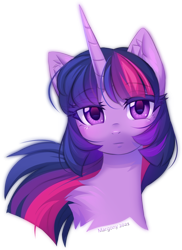 Size: 900x1238 | Tagged: safe, artist:margony, twilight sparkle, pony, unicorn, collaboration:too many twilight, g4, beautiful, bust, chest fluff, collaboration, ear fluff, female, looking at you, mare, portrait, simple background, solo, transparent background