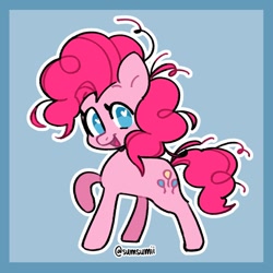 Size: 900x900 | Tagged: safe, artist:sumsumii, pinkie pie, earth pony, pony, g4, cute, diapinkes, female, heart eyes, looking at you, mare, no pupils, open mouth, smiling, solo, wingding eyes