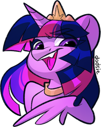 Size: 1179x1487 | Tagged: safe, artist:dodsie, twilight sparkle, alicorn, pony, collaboration:too many twilight, g4, bust, collaboration, female, looking at you, mare, open mouth, portrait, simple background, solo, transparent background, twilight sparkle (alicorn)
