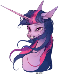 Size: 1083x1375 | Tagged: safe, artist:somorai, twilight sparkle, pony, unicorn, collaboration:too many twilight, g4, bust, collaboration, crying, female, mare, portrait, simple background, solo, transparent background