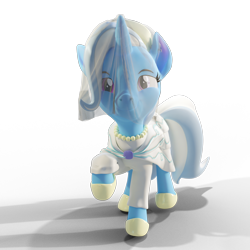 Size: 3840x3840 | Tagged: safe, artist:xppp1n, trixie, pony, unicorn, g4, 3d, clothes, dress, eyelashes, female, high res, horn, looking at you, mare, marriage, simple background, smiling, smiling at you, solo, tail, transparent background, wedding, wedding dress, wedding veil