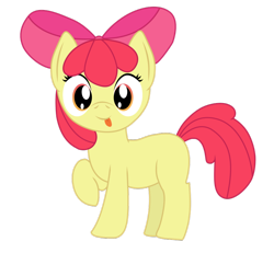 Size: 920x851 | Tagged: safe, artist:grinch, apple bloom, earth pony, pony, g4, :p, adorabloom, apple bloom's bow, bow, cute, female, filly, full body, hair bow, looking at you, orange eyes, raised hoof, red mane, red tail, simple background, smiling, smiling at you, solo, standing, tail, tongue out, transparent background