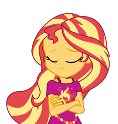 Size: 4000x4219 | Tagged: safe, artist:asrafpie, sunset shimmer, equestria girls, equestria girls specials, g4, my little pony equestria girls: better together, my little pony equestria girls: spring breakdown, absurd resolution, crossed arms, cruise outfit, eyes closed, female, simple background, solo, transparent background, two toned hair, vector