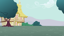 Size: 3265x1837 | Tagged: safe, artist:dipi11, g4, background, bush, high res, house, no pony, ponyville, scenic ponyville, tree, vector