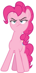 Size: 1736x3455 | Tagged: safe, artist:dipi11, pinkie pie, earth pony, pony, g4, season 5, the cutie map, .ai available, blue eyes, female, full body, mare, pink mane, pink tail, pinkie pie is not amused, shrunken pupils, simple background, solo, standing, tail, transparent background, unamused, vector, wavy mouth