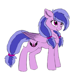 Size: 2000x2000 | Tagged: safe, artist:sorajona, oc, oc only, oc:crystal dust, pegasus, pony, 2022 community collab, derpibooru community collaboration, chest fluff, female, hair tie, high res, mare, pegasus oc, pubic fluff, simple background, smiling, solo, transparent background