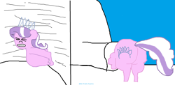 Size: 2266x1106 | Tagged: safe, artist:coltfan97, diamond tiara, earth pony, pony, g4, 1000 hours in ms paint, butt, buttstuck, diamond buttiara, igloo, plot, solo, stuck, winter