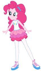 Size: 783x1354 | Tagged: safe, artist:invisibleink, pinkie pie, equestria girls, equestria girls series, g4, clothes, female, headband, pantyhose, rah rah skirt, simple background, skirt, sleeveless, solo, transparent background, vector