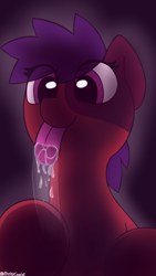 Size: 2160x3840 | Tagged: safe, artist:monycaalot, oc, oc only, oc:mony caalot, earth pony, pony, abstract background, glass, high res, licking, licking the fourth wall, looking at you, phone wallpaper, solo, spittle, tongue out, wallpaper