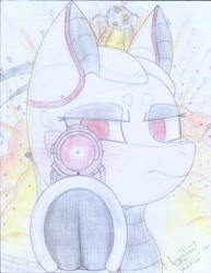 Size: 2544x3296 | Tagged: safe, artist:fliegerfausttop47, oc, oc only, oc:xr-47 primax, original species, plane pony, pony, robot, robot pony, aiming, angry, antennae, artificial intelligence, bronybait, bust, colored belly, colored pupils, cool, cool guys don't look at explosions, cute, dark belly, detailed background, explosion, female, female oc, frog (hoof), glowing, glowing eyes, gun, high res, kaboom, lidded eyes, looking at you, mare, mech, mecha, plane, plasma, plasma gun, pointing at you, red eyes, run, serious, serious face, shrapnel, signature, solo, spread wings, tank (vehicle), this will end in death, this will end in tears, traditional art, turret, underhoof, wall of tags, war, weapon, worldbuilding, xenestra corporation