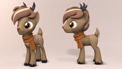 Size: 1920x1080 | Tagged: safe, artist:whiteskypony, oc, oc:habile, deer, deer pony, original species, 3d, clothes, male, scarf, solo