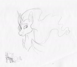 Size: 1788x1551 | Tagged: safe, artist:ask-y, oc, oc only, oc:altair, alicorn, pony, alicorn oc, bust, eyelashes, horn, interspecies offspring, lineart, male, offspring, parent:princess celestia, parent:scorpan, smiling, stallion, traditional art, wings