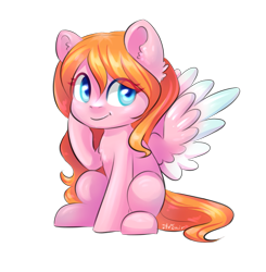 Size: 837x855 | Tagged: safe, artist:avonir, oc, oc only, pegasus, pony, colored wings, female, mare, simple background, smiling, solo, transparent background, two toned wings, wings