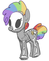 Size: 1084x1347 | Tagged: safe, artist:khimi-chan, oc, oc only, earth pony, pony, clothes, costume, earth pony oc, eyelashes, female, mare, multicolored hair, rainbow hair, simple background, skeleton costume, solo, white background