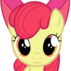 Size: 5000x5000 | Tagged: safe, apple bloom, earth pony, pony, g4, absurd resolution, adorabloom, apple bloom's bow, bow, bust, cute, female, filly, frown, hair bow, looking at you, orange eyes, red mane, simple background, solo, transparent background, vector