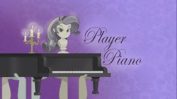 Size: 1100x618 | Tagged: safe, screencap, fido, rarity, rover, spot, equestria girls, g4, my little pony equestria girls: rainbow rocks, player piano, musical instrument, piano, title card