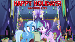 Size: 2063x1160 | Tagged: safe, artist:not-yet-a-brony, artist:osipush, starlight glimmer, trixie, pony, unicorn, g4, 2021, christmas, christmas eve, december, decoration, duo, female, glowing, glowing horn, hallway, happy holidays, hearth's warming, hearth's warming eve, holiday, horn, letter, list, magic, mare, messy, new year, new years eve, oh crap, oh crap face, one more day, planning, shocked, shocked expression, song reference, surprised, to-do list, twilight's castle, wide eyes, youtube link in the description