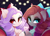 Size: 5000x3600 | Tagged: safe, artist:xsatanielx, oc, oc only, oc:enya lunar eclipse, oc:luna valentine, bat pony, pony, absurd resolution, bat pony oc, duo, duo female, female, mare