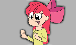 Size: 1370x817 | Tagged: safe, artist:myatoons, apple bloom, human, g4, hand, humanized, perplexed, solo