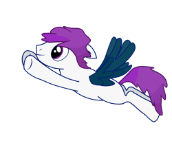 Size: 3402x2835 | Tagged: safe, artist:aftermonty, oc, oc only, oc:megalou, pegasus, pony, 2022 community collab, derpibooru community collaboration, colored wings, flying, full body, high res, male, pegasus oc, purple eyes, purple mane, purple tail, show accurate, simple background, smiling, solo, spread wings, stallion, tail, transparent background, underhoof, wings