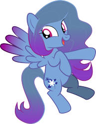 Size: 6919x8955 | Tagged: safe, artist:shootingstarsentry, oc, oc only, oc:frosty flakes, pegasus, pony, absurd resolution, colored wings, female, flying, full body, gradient mane, gradient tail, gradient wings, mare, open mouth, open smile, pegasus oc, show accurate, simple background, smiling, solo, spread wings, tail, transparent background, vector, wings