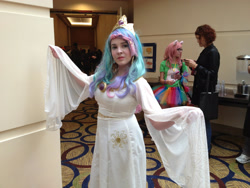 Size: 2828x2121 | Tagged: safe, artist:cinemabrony, artist:lochlan o'neil, princess celestia, human, g4, babscon, babscon 2015, clothes, cosplay, costume, high res, irl, irl human, photo