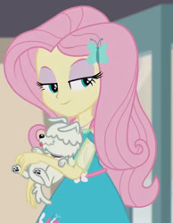 Size: 1323x1704 | Tagged: safe, screencap, fluttershy, dog, equestria girls, equestria girls series, g4, outtakes (episode), cropped, solo