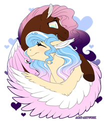 Size: 1600x1800 | Tagged: safe, artist:acry-artwork, oc, oc only, oc:blissful daydreams, oc:love byte, pegasus, pony, hug, simple background, transparent background