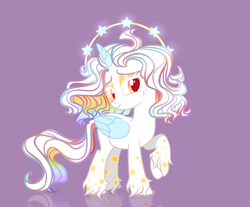 Size: 3624x3000 | Tagged: safe, artist:freshpoison, oc, oc:celestial prismatic, alicorn, pony, female, hair piece, high res, hoof fluff, mare, multicolored hair, prismacolors, rainbow hair, solo, stars