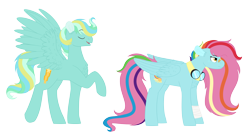 Size: 6838x3789 | Tagged: safe, artist:queenderpyturtle, oc, oc only, oc:skye breeze, oc:sting ray, pegasus, pony, female, goggles, male, mare, simple background, stallion, transparent background