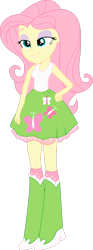 Size: 1280x3432 | Tagged: safe, artist:marcorulezzz, fluttershy, equestria girls, g4, mirror magic, spoiler:eqg specials, clothes, cutie mark on clothes, fluttershy's skirt, hand on hip, lidded eyes, simple background, skirt, smiling, solo, tales of canterlot high, transparent background, vector