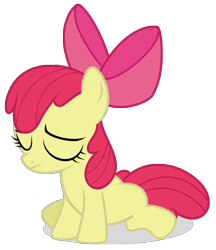 Size: 4317x5000 | Tagged: safe, artist:midnight--blitz, apple bloom, earth pony, pony, g4, absurd resolution, apple bloom's bow, bow, eyes closed, female, filly, frown, full body, hair bow, red mane, red tail, sad, shadow, sitting, solo, tail, vector