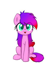 Size: 960x1440 | Tagged: safe, artist:hsf, oc, oc only, oc:天雨(hsf), earth pony, pony, 2022 community collab, derpibooru community collaboration, earth pony oc, eye clipping through hair, eyelashes, female, front view, full body, gradient mane, gradient tail, looking at you, mare, open mouth, open smile, simple background, sitting, smiling, smiling at you, solo, tail, transparent background