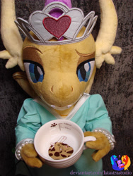 Size: 2304x3072 | Tagged: safe, artist:1stastrastudio, smolder, dragon, g4, clothes, cup, dragoness, dress, female, high res, irl, photo, plushie, smolder also dresses in style, solo, teacup