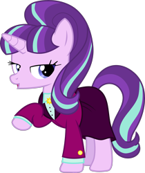 Size: 3689x4397 | Tagged: safe, artist:uigsyvigvusy, starlight glimmer, pony, unicorn, g4, absurd resolution, clothes, female, headmare starlight, mare, older, older starlight glimmer, raised hoof, s5 starlight, simple background, solo, transparent background, vector
