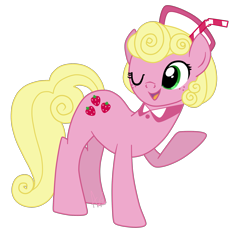 Size: 2393x2213 | Tagged: safe, artist:khimi-chan, oc, oc only, earth pony, pony, earth pony oc, eyelashes, female, hat, high res, mare, one eye closed, raised hoof, simple background, smiling, solo, transparent background, wink