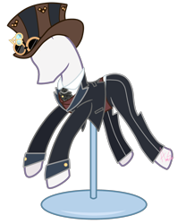 Size: 1597x1921 | Tagged: safe, artist:khimi-chan, base used, clothes, goggles, hat, mannequin, no pony, simple background, solo, suit, top hat, transparent background