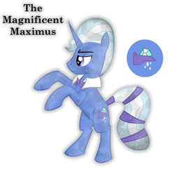 Size: 1076x1067 | Tagged: safe, artist:torusthescribe, oc, oc only, crystal pony, pony, unicorn, bipedal, horn, male, offspring, parent:trixie, parents:canon x oc, rearing, smiling, stallion, unicorn oc