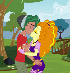 Size: 1280x1318 | Tagged: safe, artist:boneswolbach, artist:thelifedragonslayer, adagio dazzle, timber spruce, human, equestria girls, g4, female, kiss on the lips, kissing, male, shipping, straight, timberdazzle