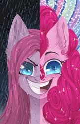 Size: 3300x5100 | Tagged: safe, artist:tomocreations, pinkie pie, earth pony, pony, g4, fangs, pinkamena diane pie, solo, spoilers for another series