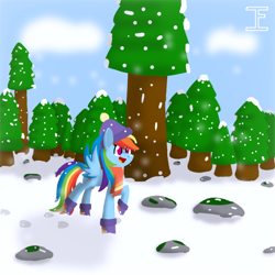 Size: 1080x1080 | Tagged: safe, artist:itzf1ker1, rainbow dash, pegasus, pony, g4, clothes, female, mare, open mouth, solo, spread wings, wings, winter outfit