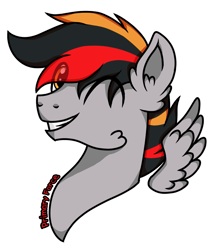 Size: 927x1076 | Tagged: artist needed, source needed, safe, oc, oc only, oc:primaryforce, pegasus, pony, bust, eye clipping through hair, one eye closed, portrait, simple background, solo, transparent background