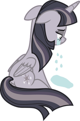 Size: 2718x4096 | Tagged: safe, artist:cloudy glow, artist:wardex101, edit, edited edit, twilight sparkle, alicorn, pony, g4, the ending of the end, crying, depressed, discorded, discorded twilight, female, floppy ears, high res, lonely, mare, sad, simple background, sitting, solo, sorrow, transparent background, twilight sparkle (alicorn), twilight tragedy, vector