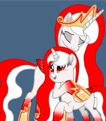 Size: 704x804 | Tagged: safe, artist:mlp_princess_indonisty, oc, oc:indonisty, alicorn, pony, base used, eyes closed, female, horn, hugging a pony, indonesia, jewelry, mare, nation ponies, ponified, princess indonisty, regalia, self paradox, self ponidox, smiling, wings