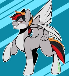 Size: 1811x2000 | Tagged: safe, artist:diethtwoo, oc, oc only, oc:primaryforce, pegasus, pony, abstract background, signature, solo