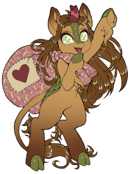 Size: 2373x3175 | Tagged: safe, artist:st. oni, oc, oc only, oc:way right, kirin, 2022 community collab, derpibooru community collaboration, bag, broken horn, colored, flat colors, high res, horn, kirin oc, simple background, solo, transparent background