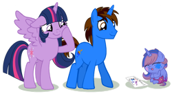 Size: 1280x698 | Tagged: safe, artist:andoanimalia, artist:princess-kitsune-tsu, twilight sparkle, oc, alicorn, pony, g4, baby, baby pony, base used, parents:canon x oc, simple background, transparent background, twilight sparkle (alicorn)